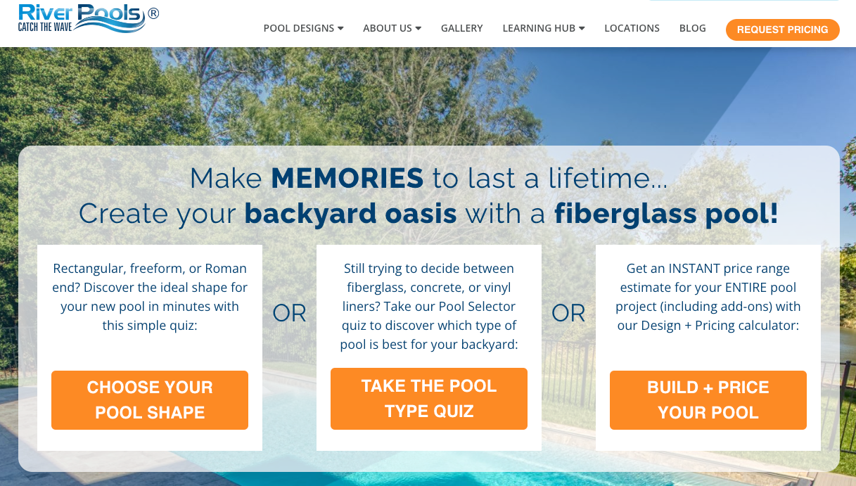 River pools and spas homepage
